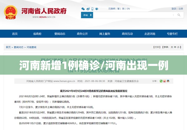 河南新增1例确诊/河南出现一例