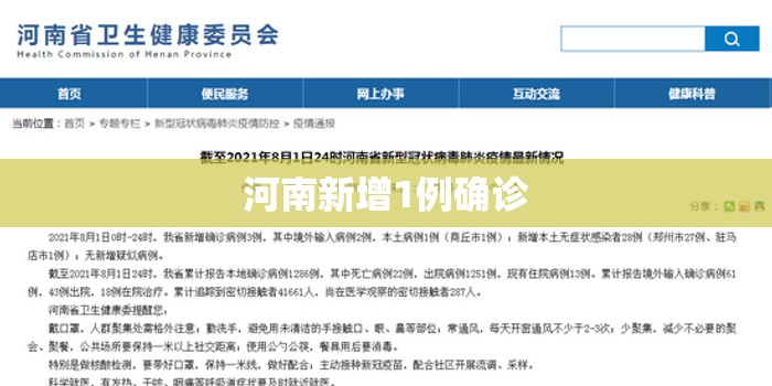 河南新增1例确诊/河南出现一例
