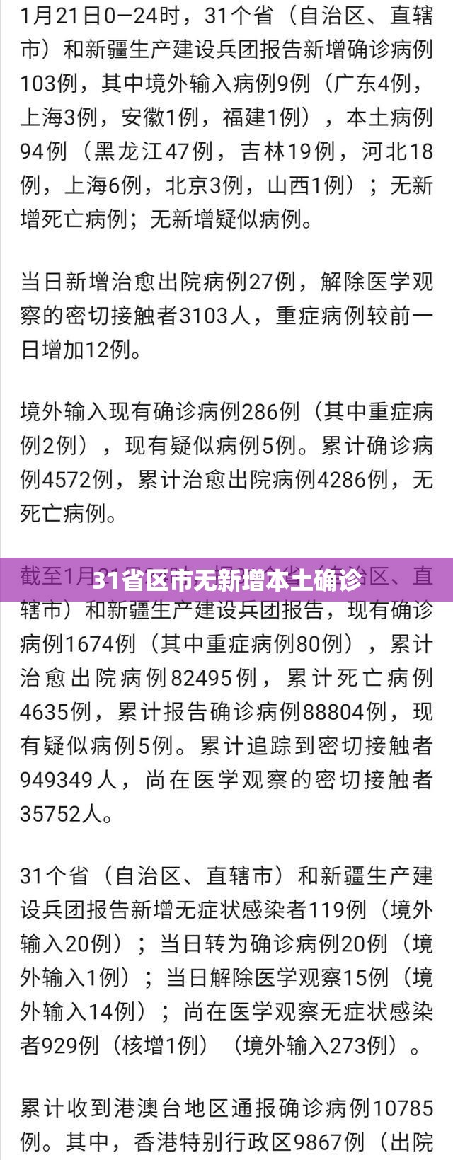 31省区市无新增本土确诊(31省区市新增确诊25例 本土15例)