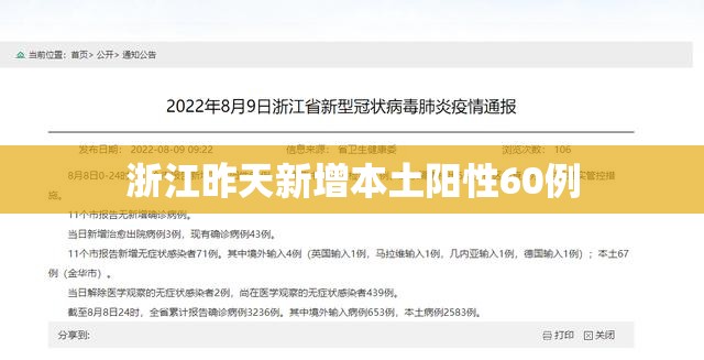 【浙江昨天新增本土阳性60例,浙江2026疫情8月新增】