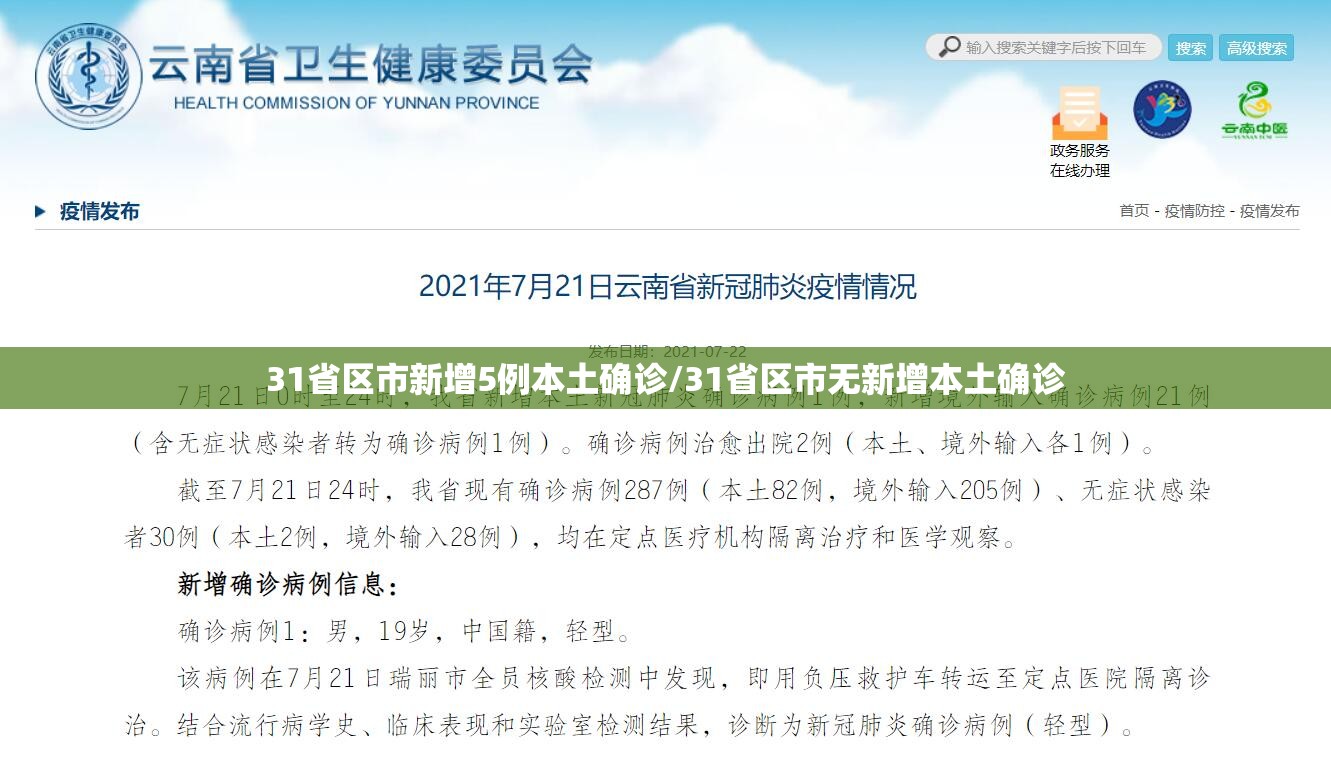 31省区市新增5例本土确诊/31省区市无新增本土确诊 31省区市新增5例本土确诊/31省区市无新增本土确诊