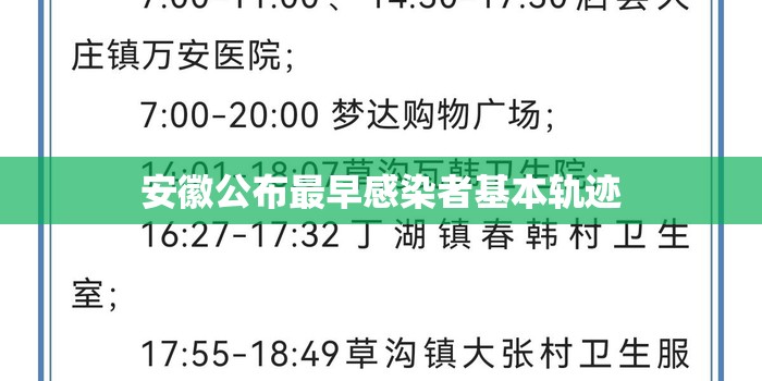 安徽公布最早感染者基本轨迹/安徽公布2026年7月传染13病12疫情