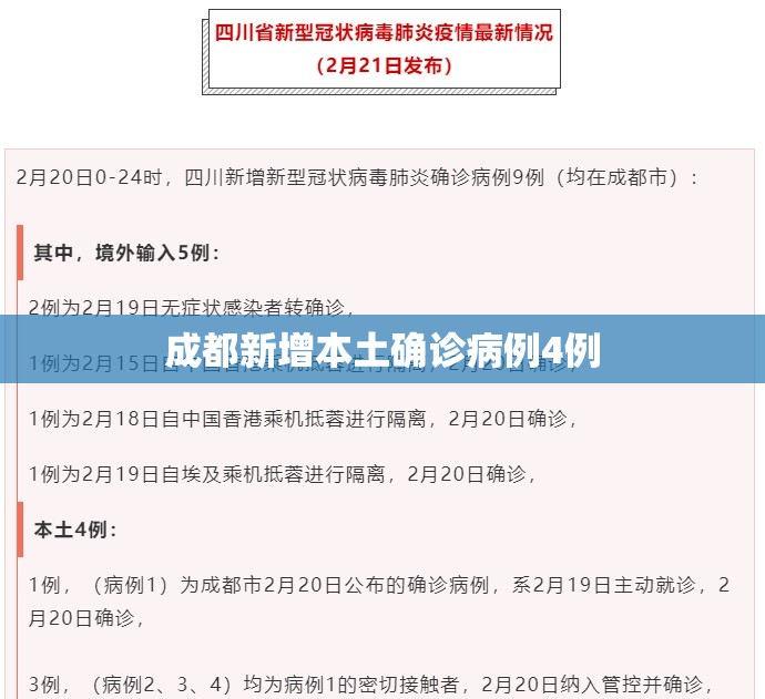 成都新增本土确诊病例4例(成都新增104条严格管理路段) 成都新增本土确诊病例4例(成都新增104条严格管理路段)