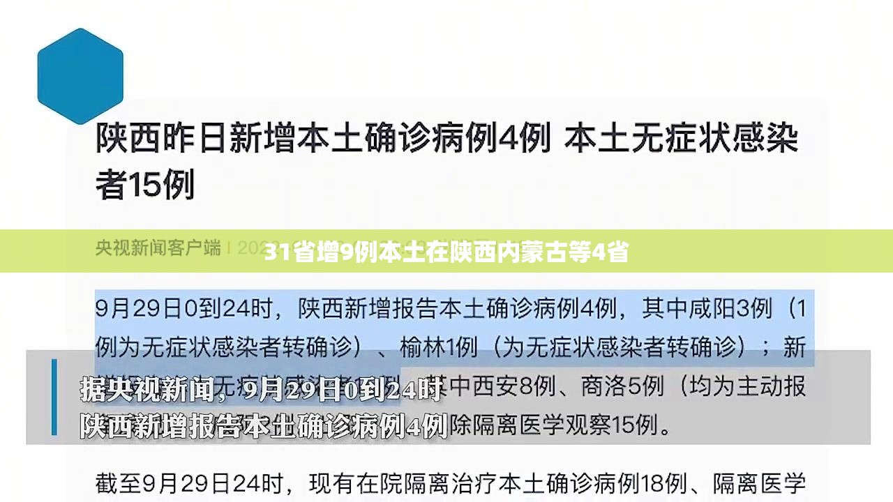 31省增9例本土在陕西内蒙古等4省/31省区市新增9例本土确诊