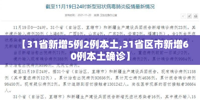 【31省新增5例2例本土,31省区市新增60例本土确诊】 【31省新增5例2例本土,31省区市新增60例本土确诊】