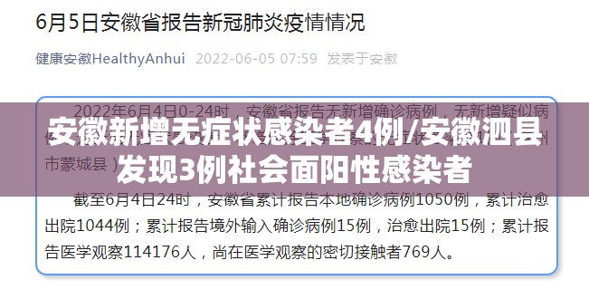 安徽新增无症状感染者4例/安徽泗县发现3例社会面阳性感染者 安徽新增无症状感染者4例/安徽泗县发现3例社会面阳性感染者