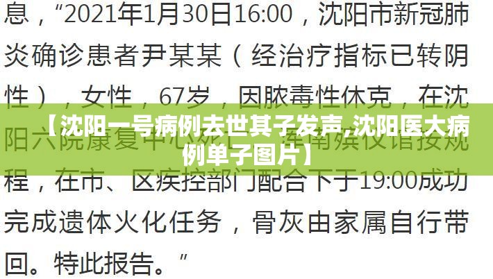 【沈阳一号病例去世其子发声,沈阳医大病例单子图片】